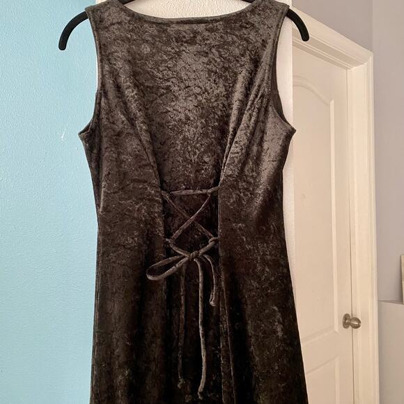 My Michelle Vintage Sleeveless Black Velvet Corset Back Maxi Dress Small 9/10 - Picture 9 of 11